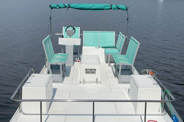 Serenity 550 Electric catamaran at quay - deck